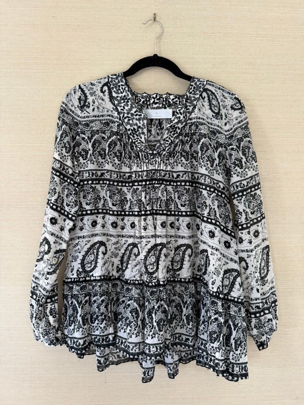 Thakoon Addition Black & White Paisley Cotton-Silk Blouse – Size 2